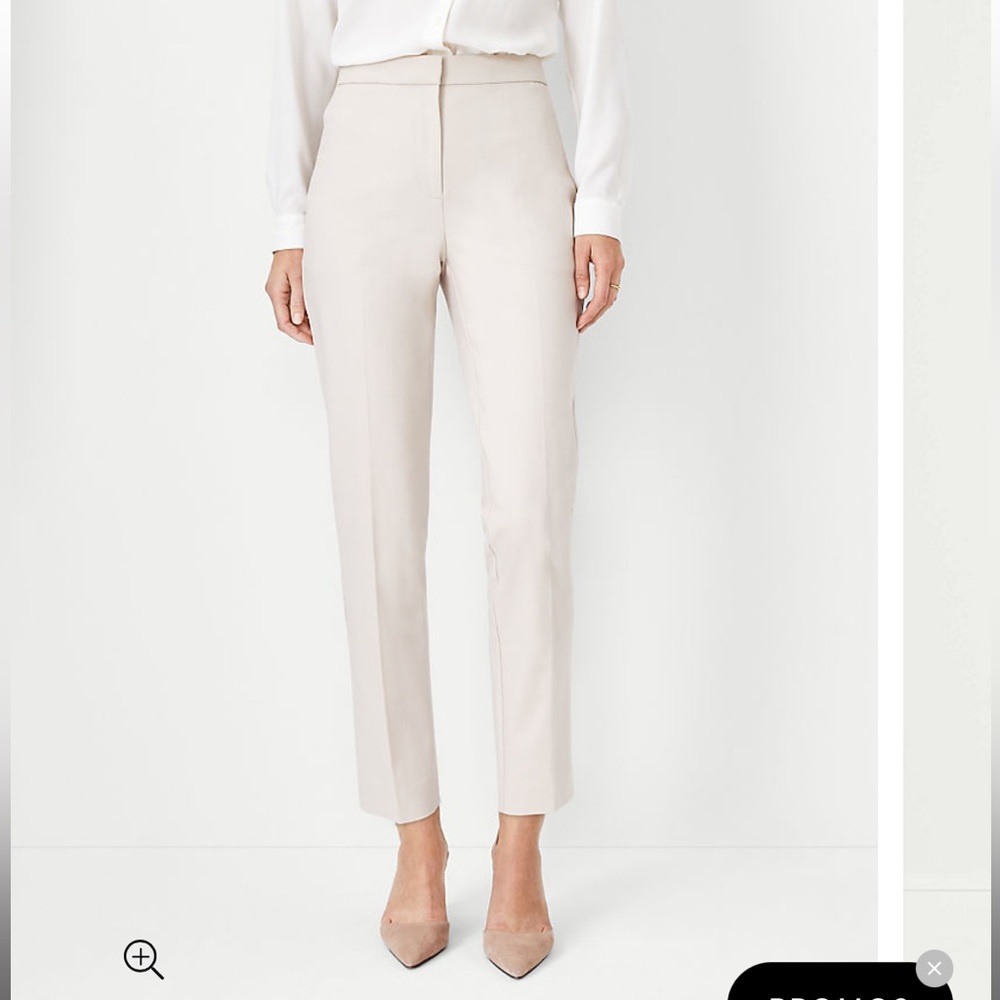 Ann Taylor Ankle High Rise Petite Pants in Cream